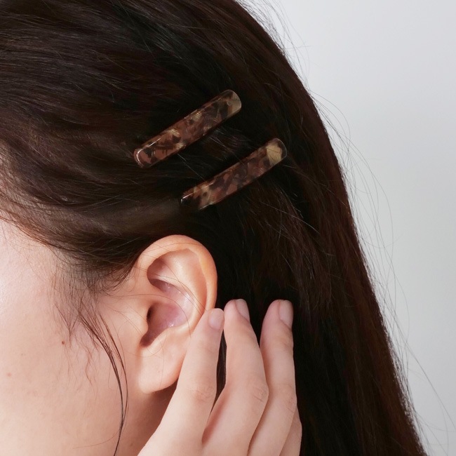 ＜オンラインショップ 限定商品＞ミニ レクタングル バレッタ ２個セット （パヴロバ ブラウン）