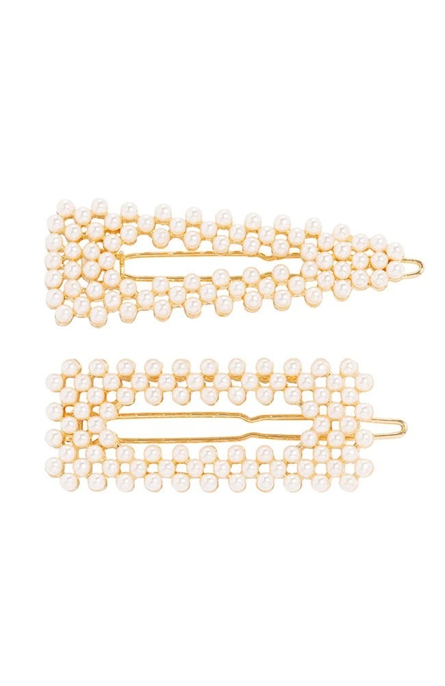 パール ティージ ボウル バレッタ 2個セット (クリーム)