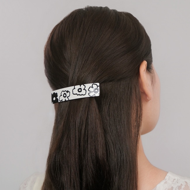 オンラインショップ 限定商品＞フロレラ バレッタ （ホワイト/ブラック