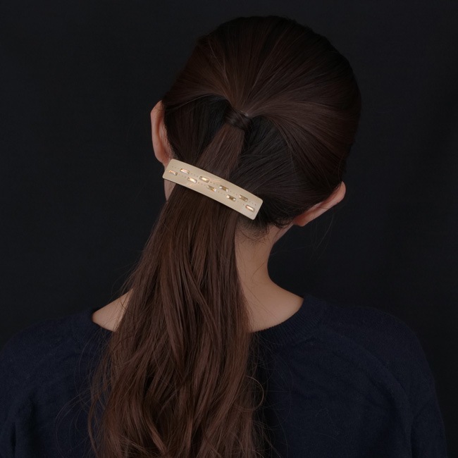 ジュエル ミディアム バレッタ（ベージュ）