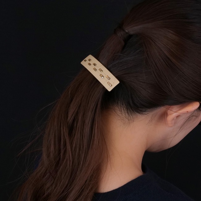 ジュエル ミディアム バレッタ（ベージュ）