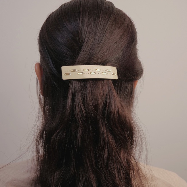 ジュエル ミディアム バレッタ（ベージュ）