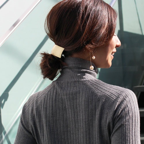 ブラッシュド メタル ボリューム バレッタ (ゴールド)