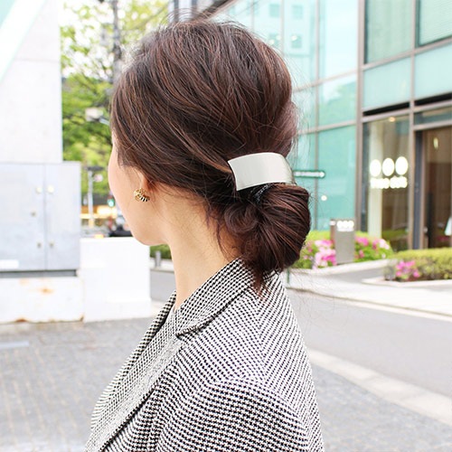 ブラッシュド メタル ボリューム バレッタ (シルバー)