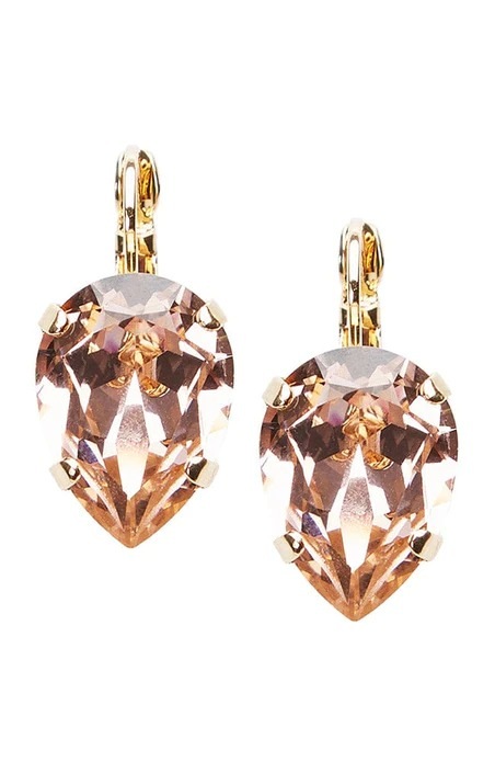 スカーレット クリスタル ティアドロップ ピアス (ビンテージローズ/ゴールド)