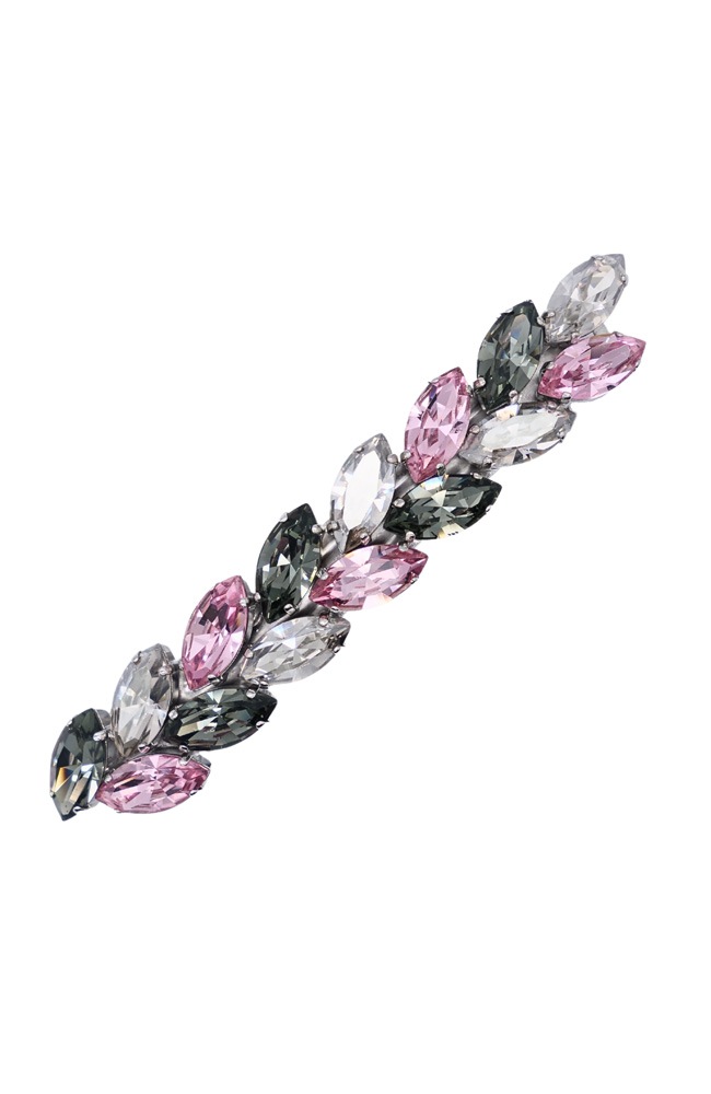 ラージ アイビー クリスタル バレッタ (ヴィンテージローズ/グレージュ