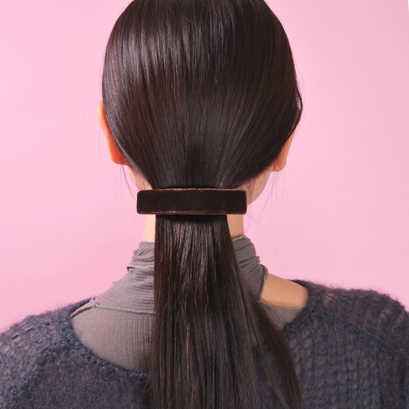 カバー レクタングル バレッタ（ダークチョコレート ベルベット）