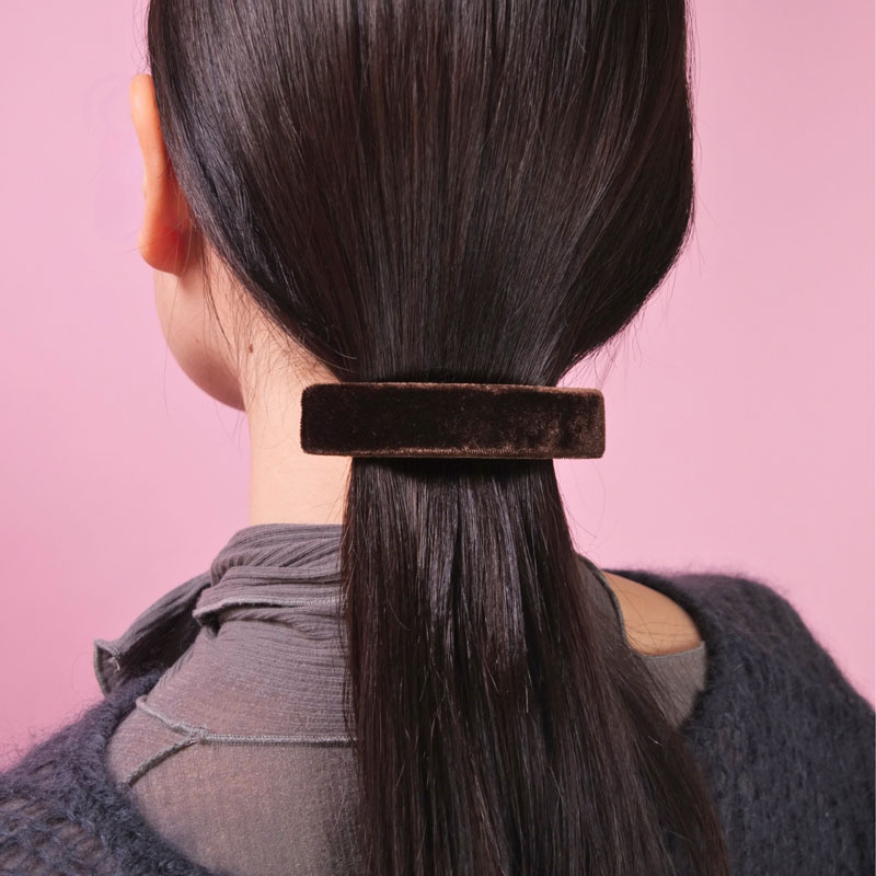 カバー レクタングル バレッタ（ダークチョコレート ベルベット）