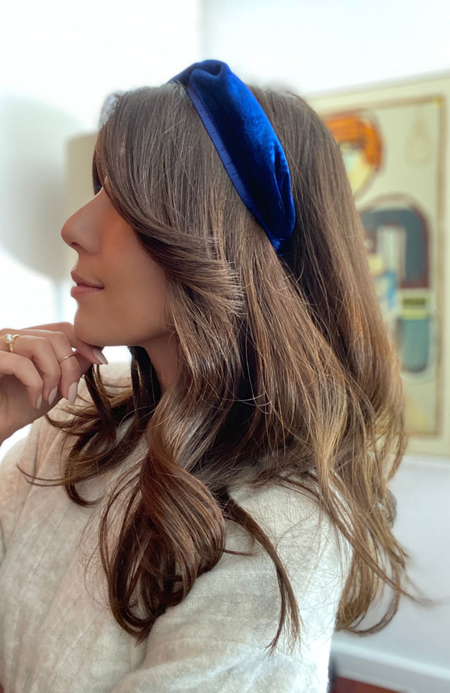 ツイスト スカーフ ヘッドバンド (ネイビーベルベット)