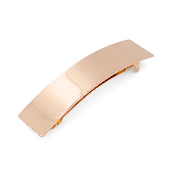 シャイニー メタル ラージ レクタングル バレッタ (ゴールド)