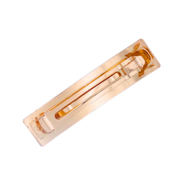 シャイニー メタル ラージ レクタングル バレッタ (ゴールド)