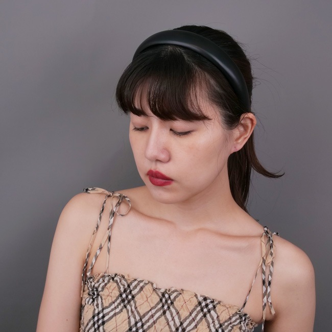 ルマ レザー パデッド ヘッドバンド（ブラック）