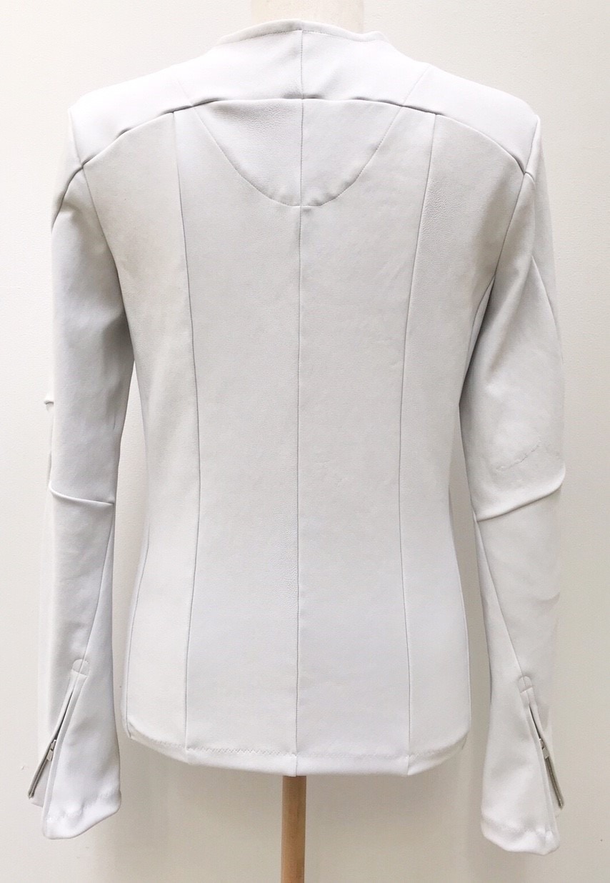 【関税込み】DU CIEL ホワイト Caviar String ソング ML2581 Hi-Tension Stretch Lamb Leather V ZIP-UP Jacket #01