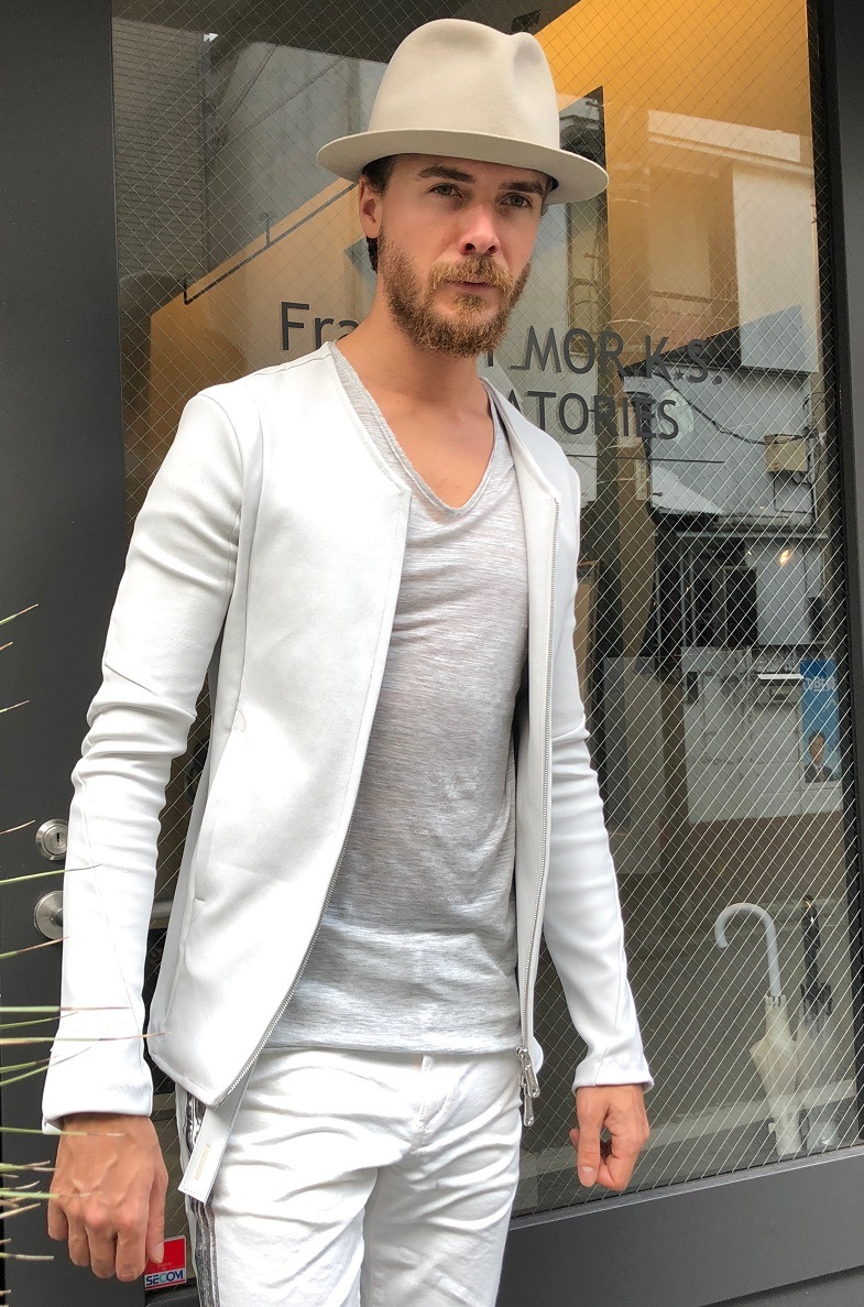 ML2581 Hi-Tension Stretch Lamb Leather V ZIP-UP Jacket #01