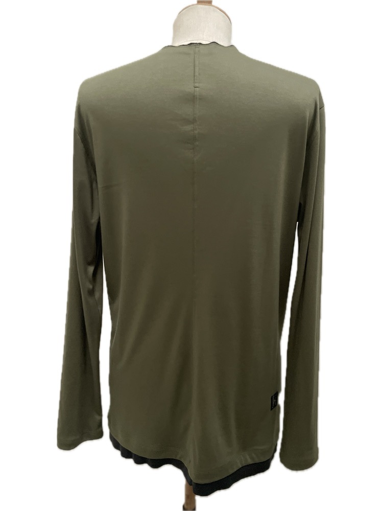 MT3104 LYOCELL/C FAKE LAYERED V-NECK L/S T-SHIRT #KHAKI x