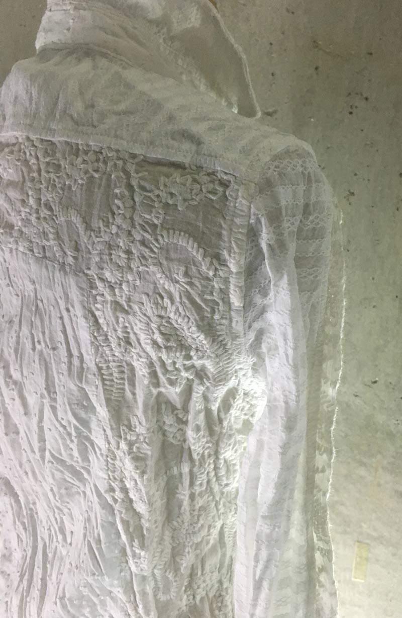 MS1591 3Mix Embroidery Lace Gauze Tuxedo Shirt 01 White Mix WOMEN