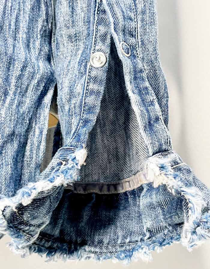 MS2941 VINTAGE WASHED DENIM LINEN WIRED HOOK SHIRT #87 INDIGO