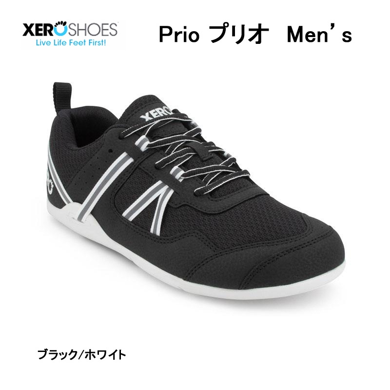xeroshoes ゼロシューズ M's プリオ ブラック／ホワイト メンズ
