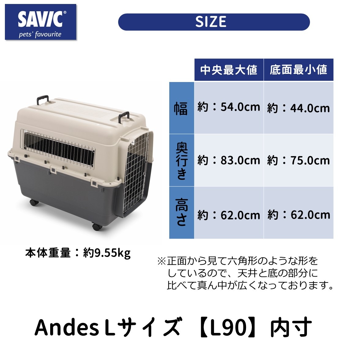 savic Andes L90 キャスター付き クレート 大型犬 バリケンネル SAVIC