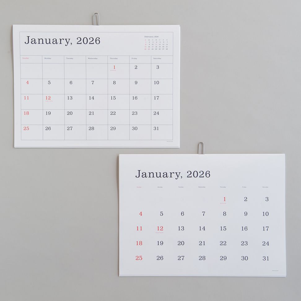 葛西薫 カレンダー 2026（アンドーギャラリー／ANDO GALLERY）