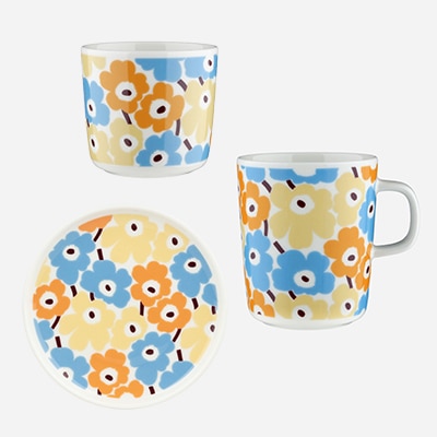 ピックイネン ウニッコ スカイブルー×オレンジ（マリメッコ／marimekko）