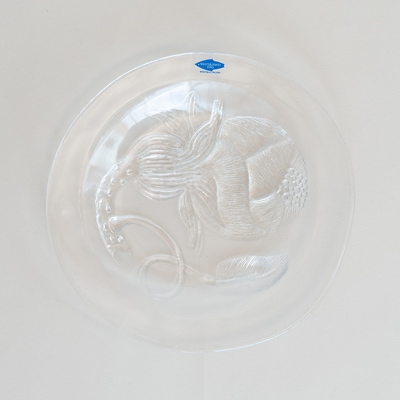 【ヴィンテージ】04 ピオニ／Pioni プレート 17cm クリア（オイバ・トイッカ／Oiva Toikka）