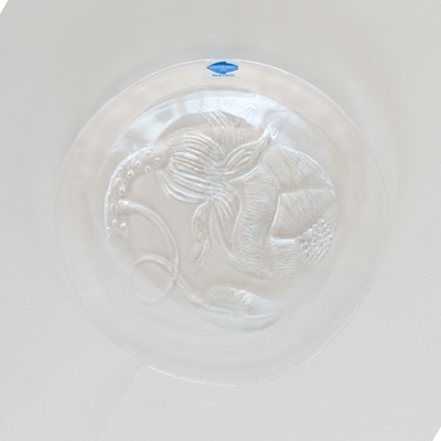 【ヴィンテージ】05 ピオニ／Pioni プレート 17cm クリア（オイバ・トイッカ／Oiva Toikka）