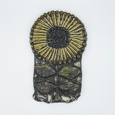 【ヴィンテージ】12 Solros ひまわりの陶板（リサ・ラーソン／Lisa Larson）