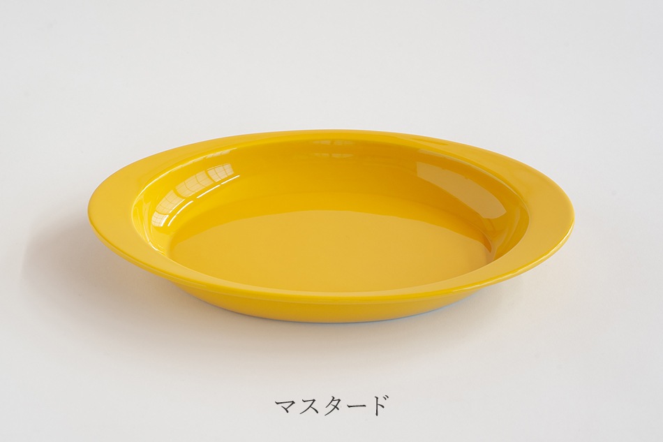 作家　石木文　てふてふ　黄色　オーバル　皿 作家石木文てふてふ黄色オーバル皿