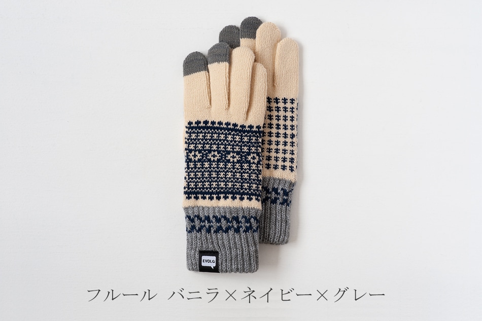 フルール、ジオメトリー タッチパネル対応ニット手袋(エヴォログ/EVOLG)