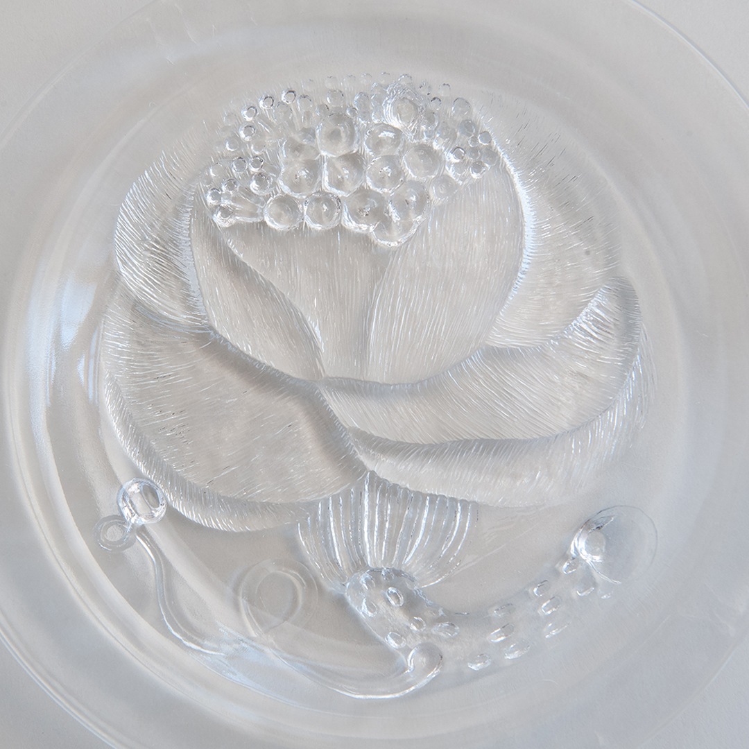 【ヴィンテージ】02 ピオニ／Pioni プレート 21cm クリア（オイバ・トイッカ／Oiva Toikka）