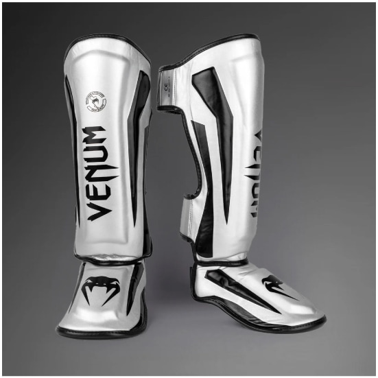 VENUM ヴェナム ELITE STANDUP シンガード - シルバー/ブラック レガース ベナム VENUM-1394-451
