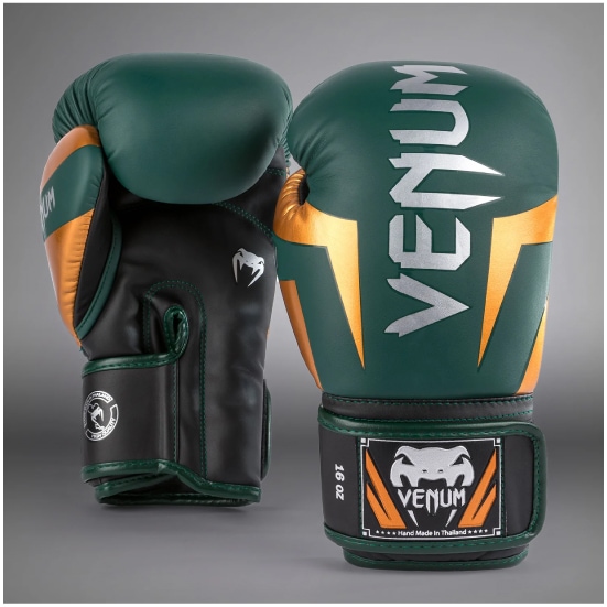 VENUM ヴェナム Elite ボクシンググローブ - グリーン/ブロンズ/シルバー ベナム VENUM-1392-612
