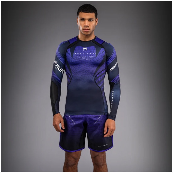 VENUM ヴェナム x TEKKEN 8 ロングスリーブ ラッシュガード - カズヤ - ブラック/パープル ベナム VENUM-06204-696