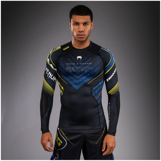 VENUM ヴェナム x TEKKEN 8 ロングスリーブ ラッシュガード - キング - ブラック/イエロー ベナム VENUM-06205-111