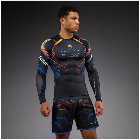 VENUM ヴェナム x TEKKEN 8 長袖ラッシュガード - ヨシミツ - ブラック/オレンジ ベナム VENUM-06206-112