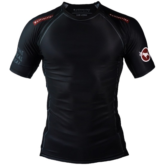 ブルテリア bj-122 BULL TERRIER ラッシュガード Traditional 半袖 黒