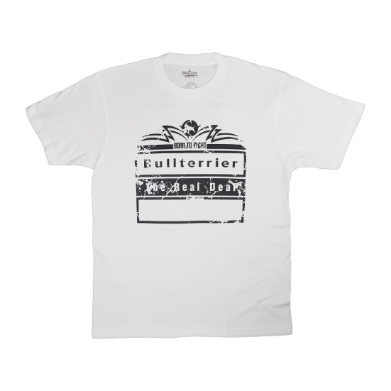 ブルテリア bj-518 BULL TERRIER Tシャツ Born to Fight 白