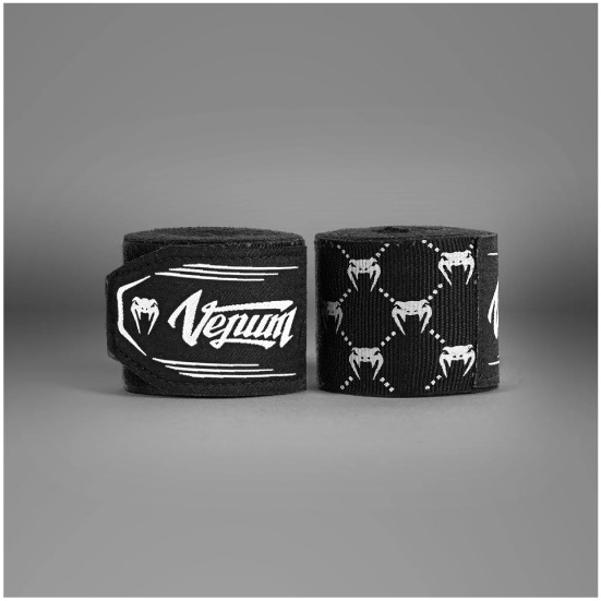 VENUM ヴェナム Monogram ボクシング ハンドラップ - ブラック/ホワイト - 2.5M - バンテージ ベナム VENUM-05401-108-2.5m