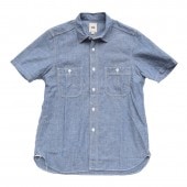 FOBFACTORY H/S CHAMBRAY WORK SHIRT BLUE F3402