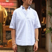 SOUTIENCOL RE-MAKE POLO Long-H Grandi&Rubinelli Cotton Stripe Blue /���ƥ����󥳥� ��ᥤ���ݥ� ���󥰥ϡ��ե��꡼��