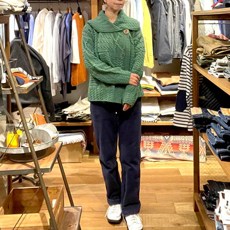 ARAN /�����WOOLLEN MILLS ONE BUTTON CARDIGAN��MADE IN IRELAND��