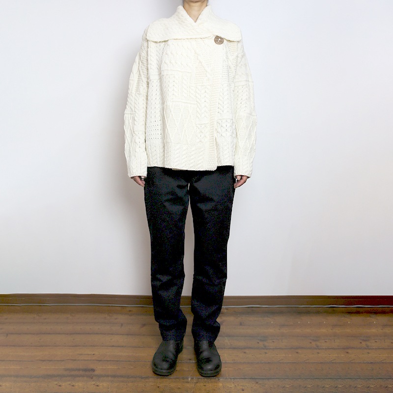 ARAN /�����WOOLLEN MILLS ONE BUTTON CARDIGAN��MADE IN IRELAND��