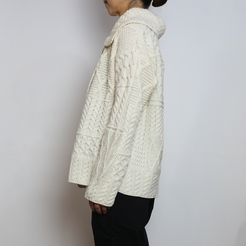 ARAN /�����WOOLLEN MILLS ONE BUTTON CARDIGAN��MADE IN IRELAND��