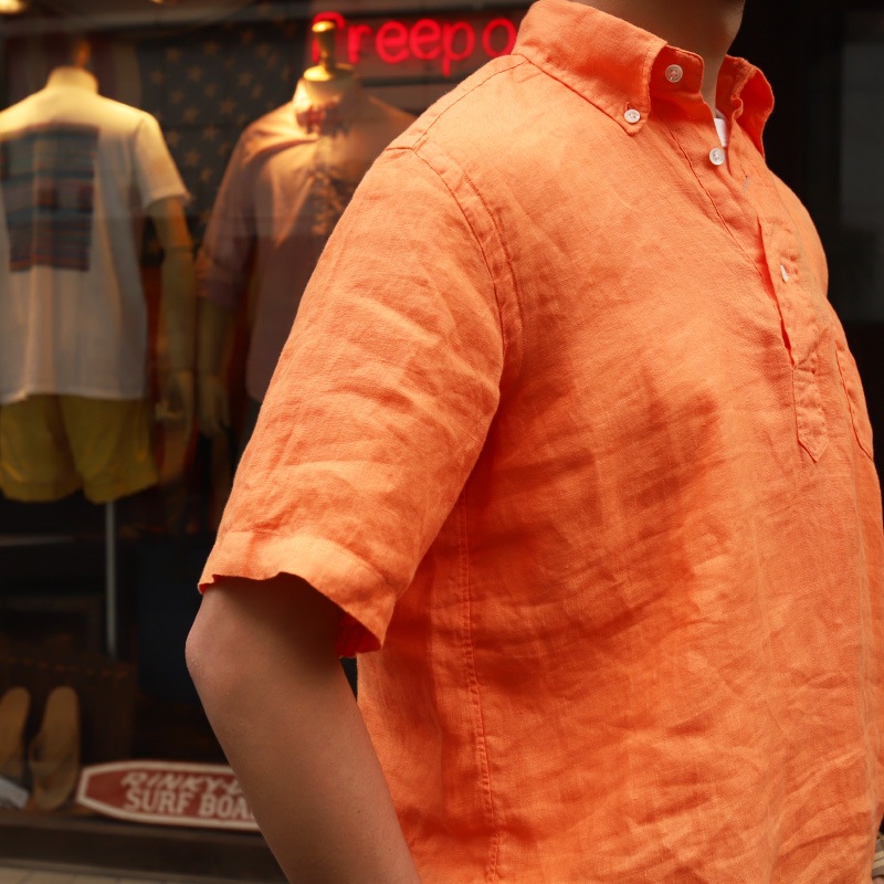 SOUTIENCOL ReMake Polo H Orange CANCLINI LINEN /ƥ󥳥  ᥤݥ  Ⱦµ