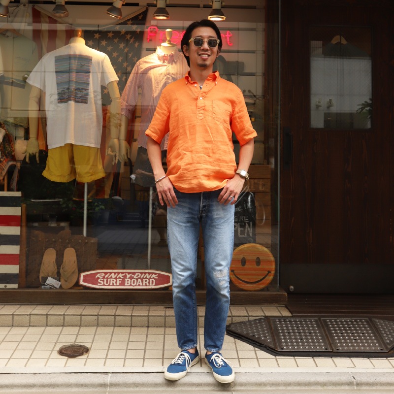 SOUTIENCOL ReMake Polo H Orange CANCLINI LINEN /ƥ󥳥  ᥤݥ  Ⱦµ