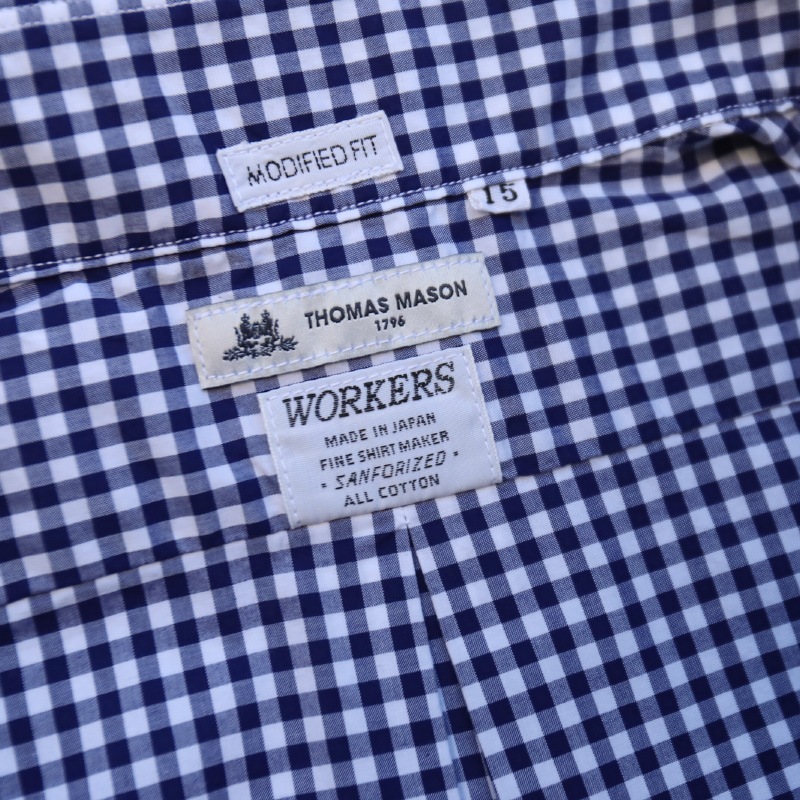 WORKERS/������� Modified BD Shirt Thomas Mason Blue Gingham