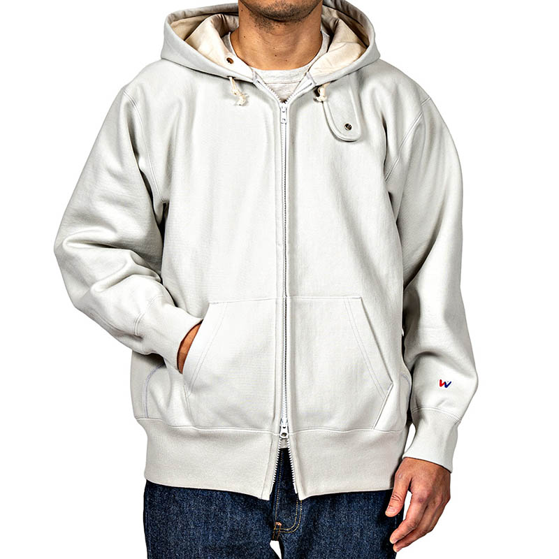 WORKERS/���������Trico Tag Sweat, Full Zip Parka, White Grey