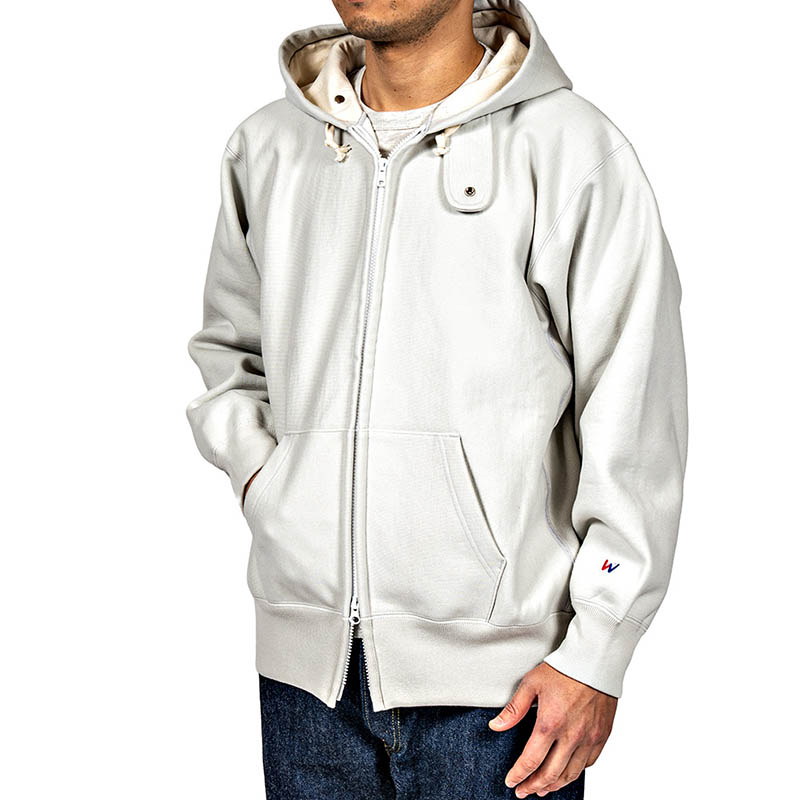 WORKERS/���������Trico Tag Sweat, Full Zip Parka, White Grey