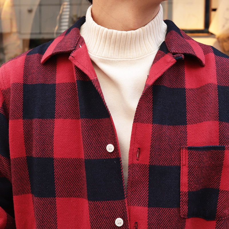 WOKERS/������� Flannel Open Collar Shirt